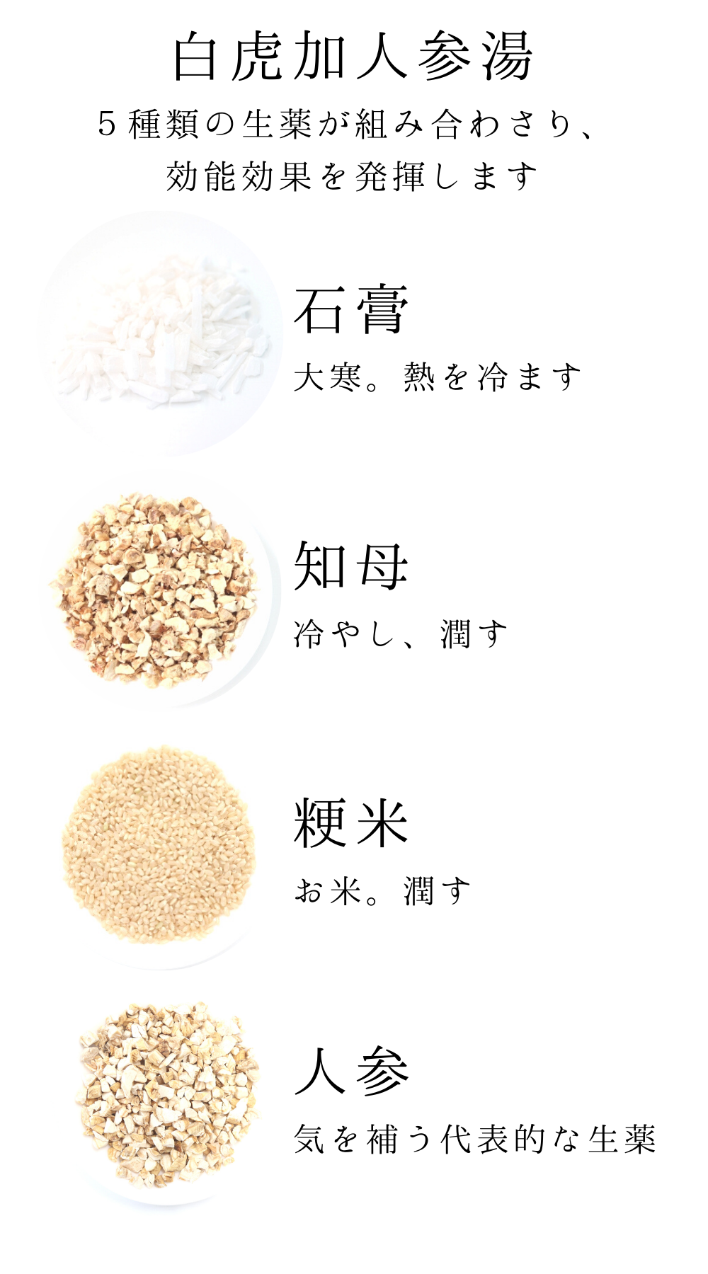 白虎加人参湯(びゃっこかにんじんとう)の通販|口の渇き
